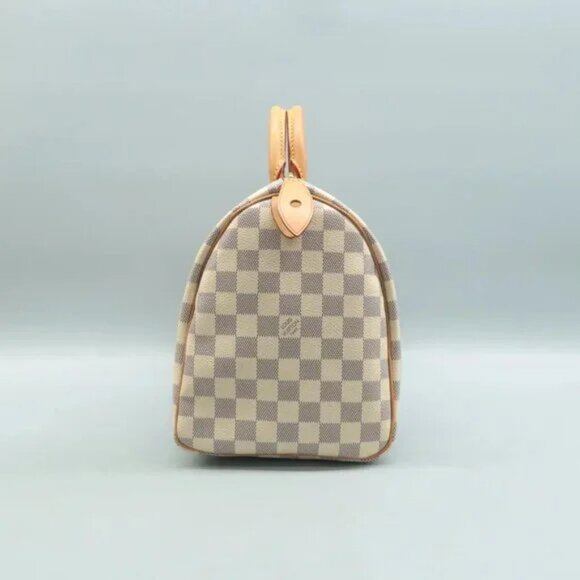 100% Authentic Louis Vuitton Speedy 30 White Damier Azur Canvas Tote - Picture 4 of 12